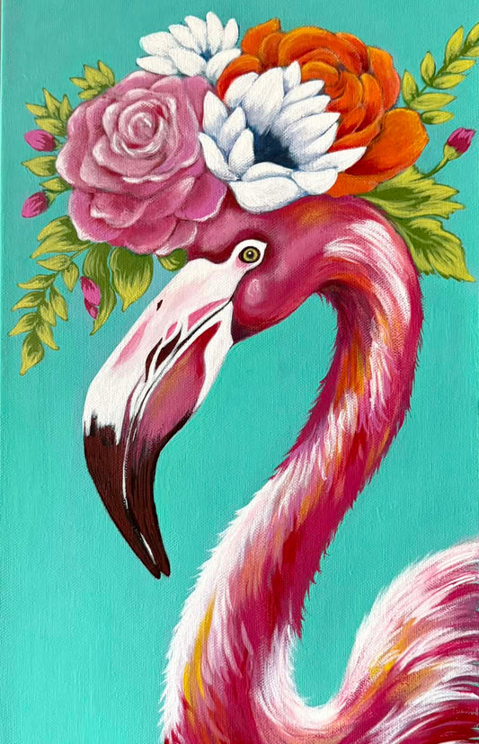 10"x20" Flamingo - Original Acrylic Painting