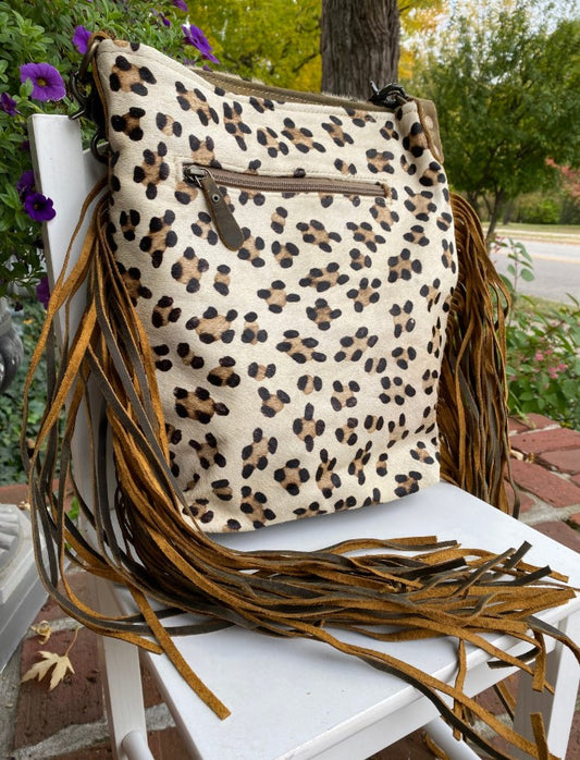 MYRA Ornamental Leather and Hair On Bag