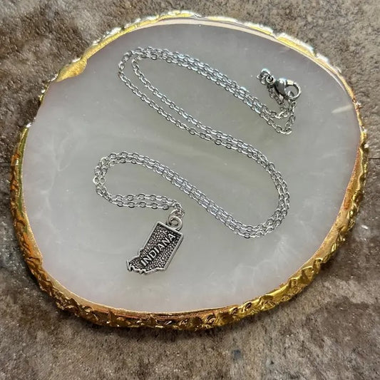 Tiny Indiana Charm Necklace, Handmade in Indiana