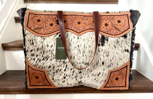 MYRA Cartwright Hand-Tooled Weekender Bag