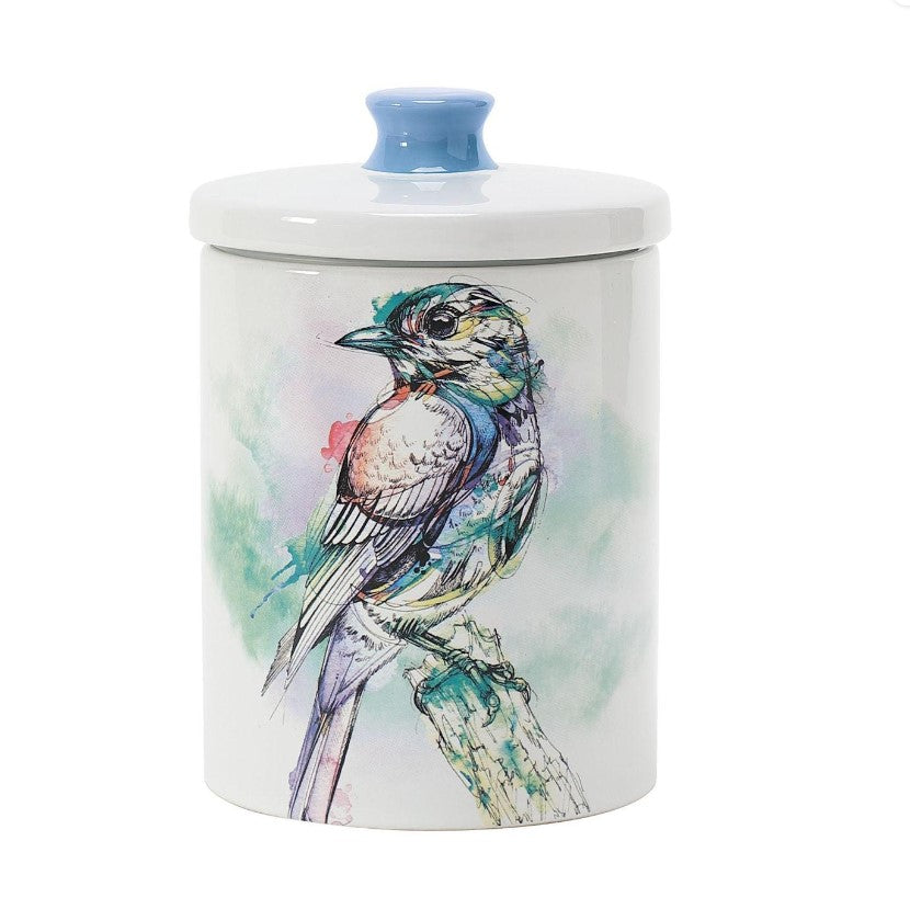 Watercolor Bird Treat Jar ~ by Izzy and Oliver