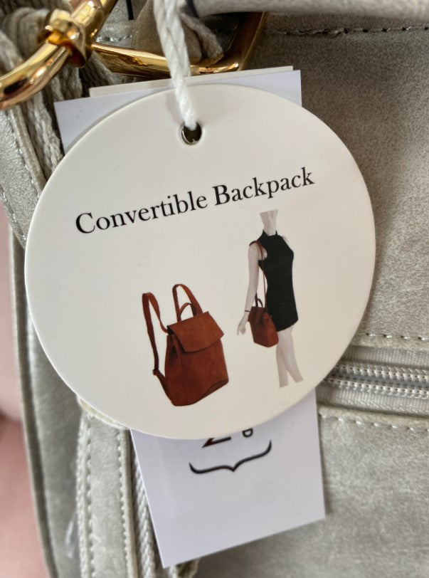 Hand Painted Florals on Gray Convertible Backpack