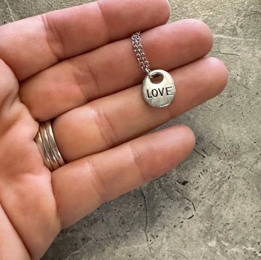 Small Love Tag Charm Necklace