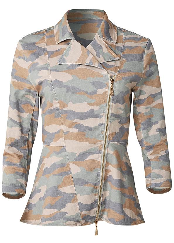 Camo Print High-Low Jacket