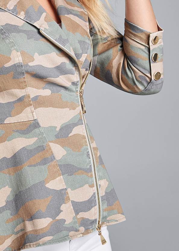 Camo Print High-Low Jacket