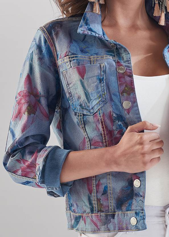 Reversible Denim Jacket - Pink Floral