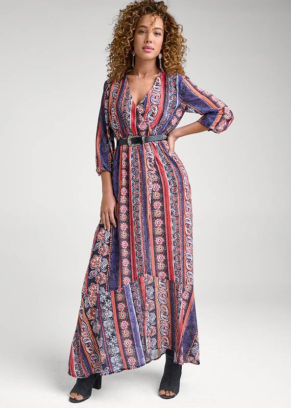 Printed Stripe Long Dress