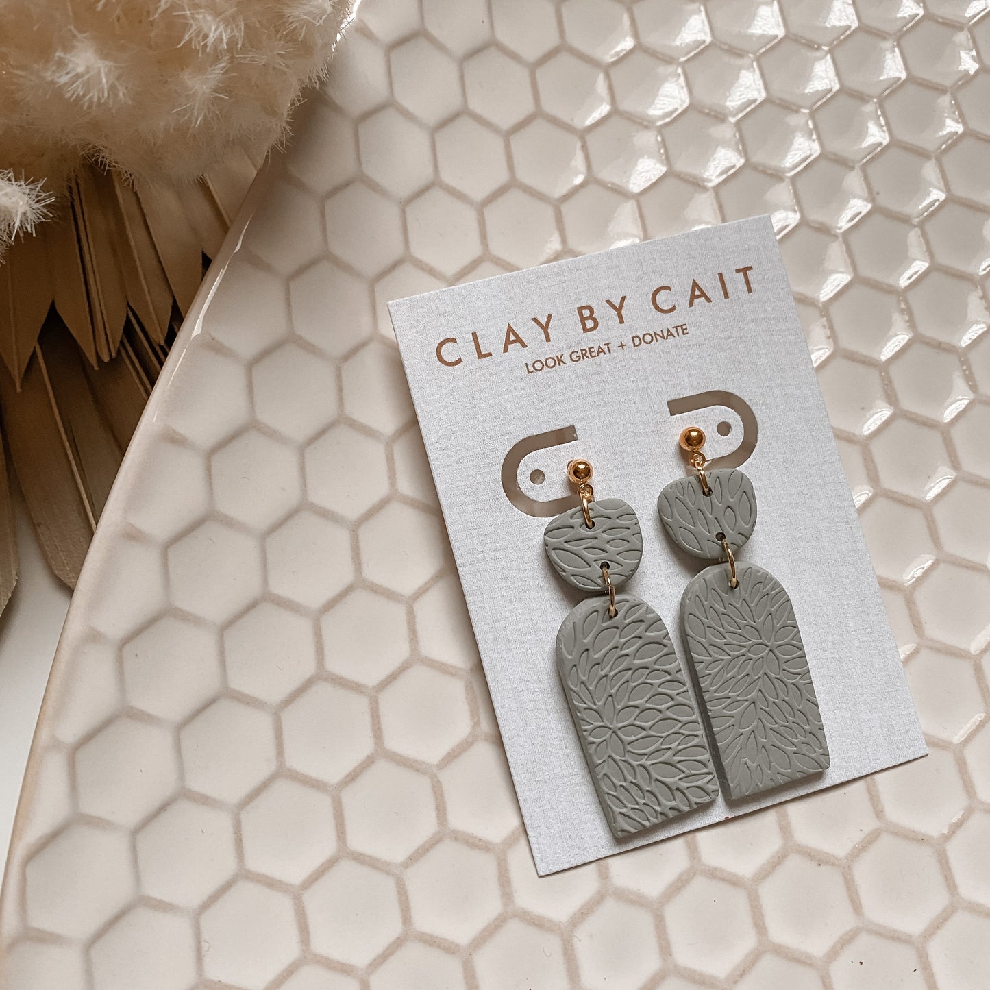 Clay by Cait ~ The Beck Statement Earring in Spring Stream Green