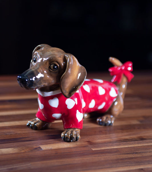 Handmade Heart Dog Dachshund Figurine