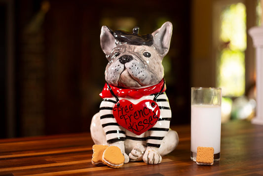 Handmade Free French Kisses Bulldog Treat Jar