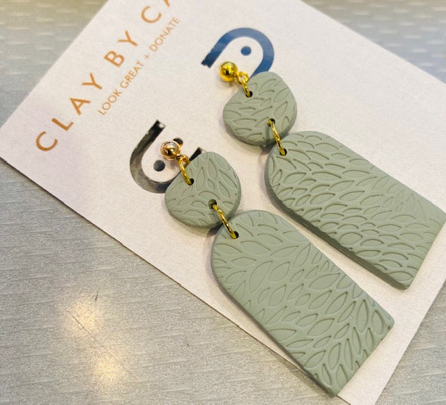 Clay by Cait ~ The Beck Statement Earring in Spring Stream Green