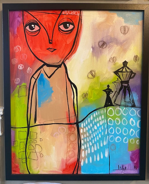 Original Acrylic Framed Cubist Painting