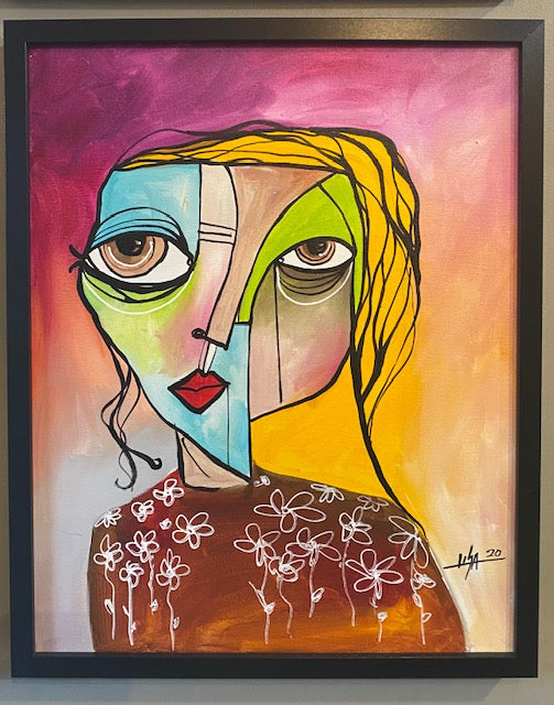 Original Acrylic Framed Cubist Painting