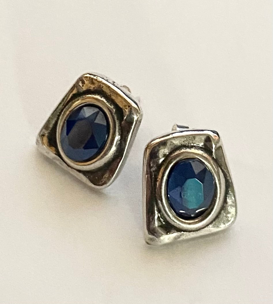 Blue Stud Silver Earrings by Andrea Nieto Jewels