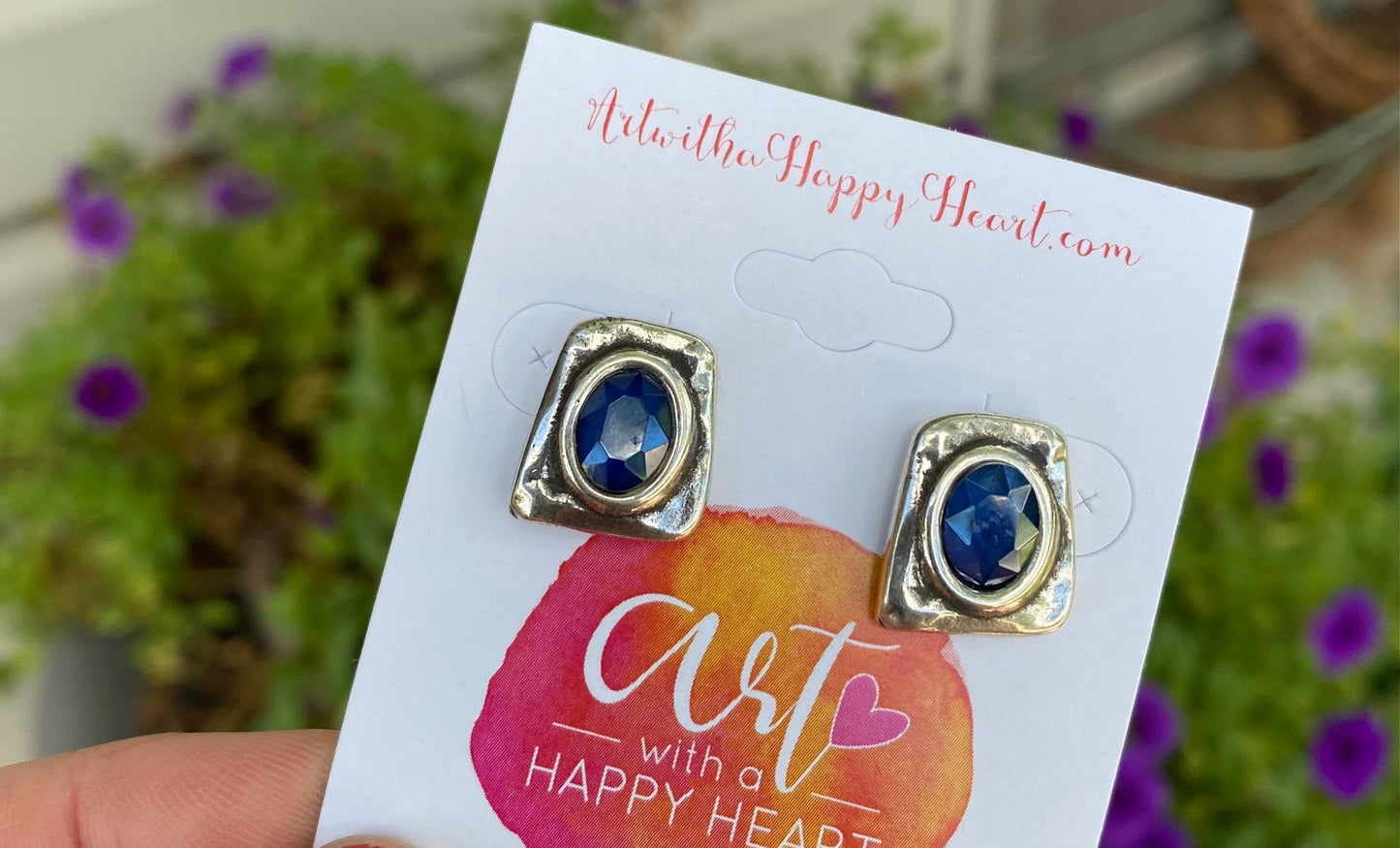Blue Stud Silver Earrings by Andrea Nieto Jewels