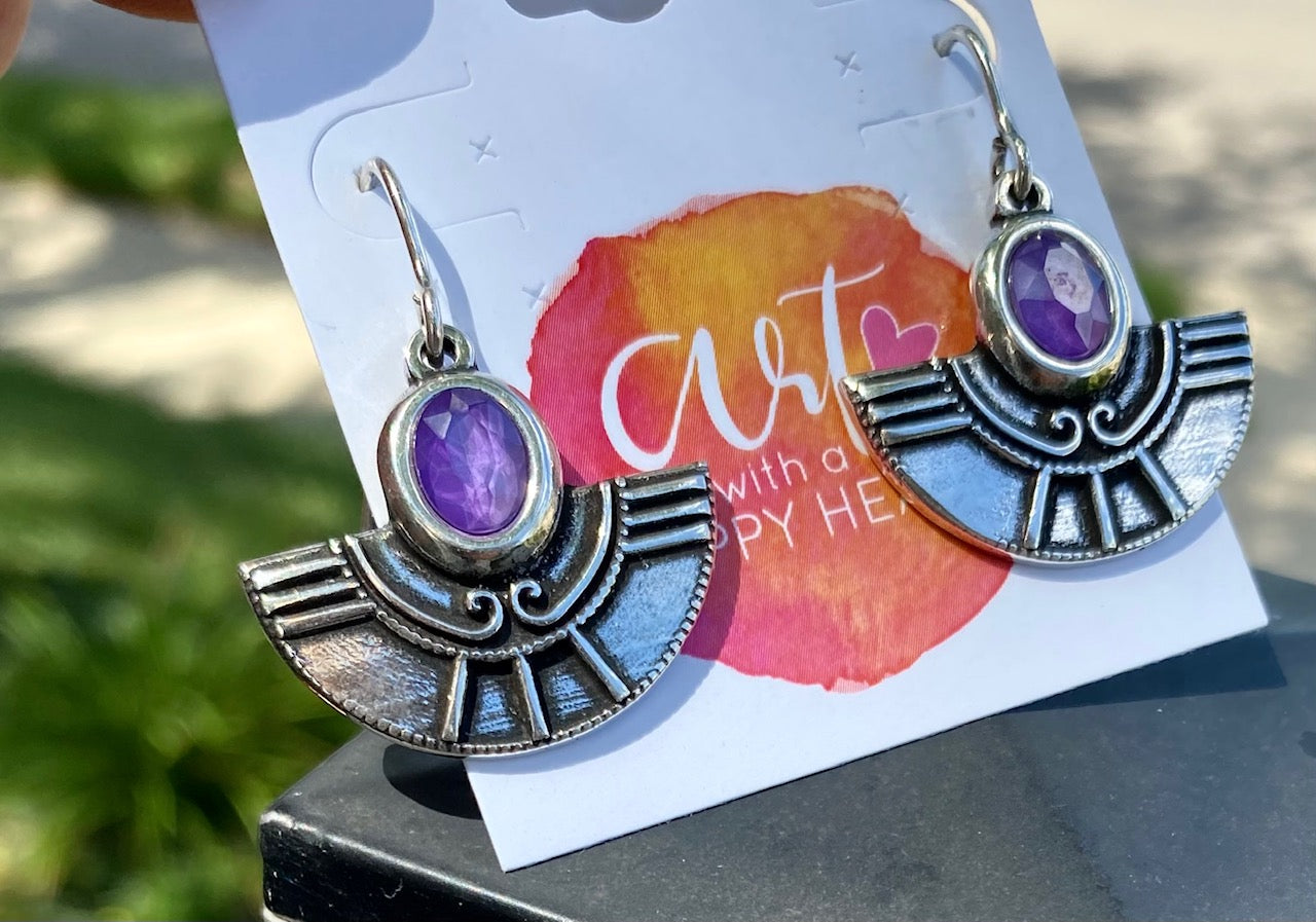 Drop Earrings with Amethyst Swarovski Crystal by Andrea Nieto Jewels