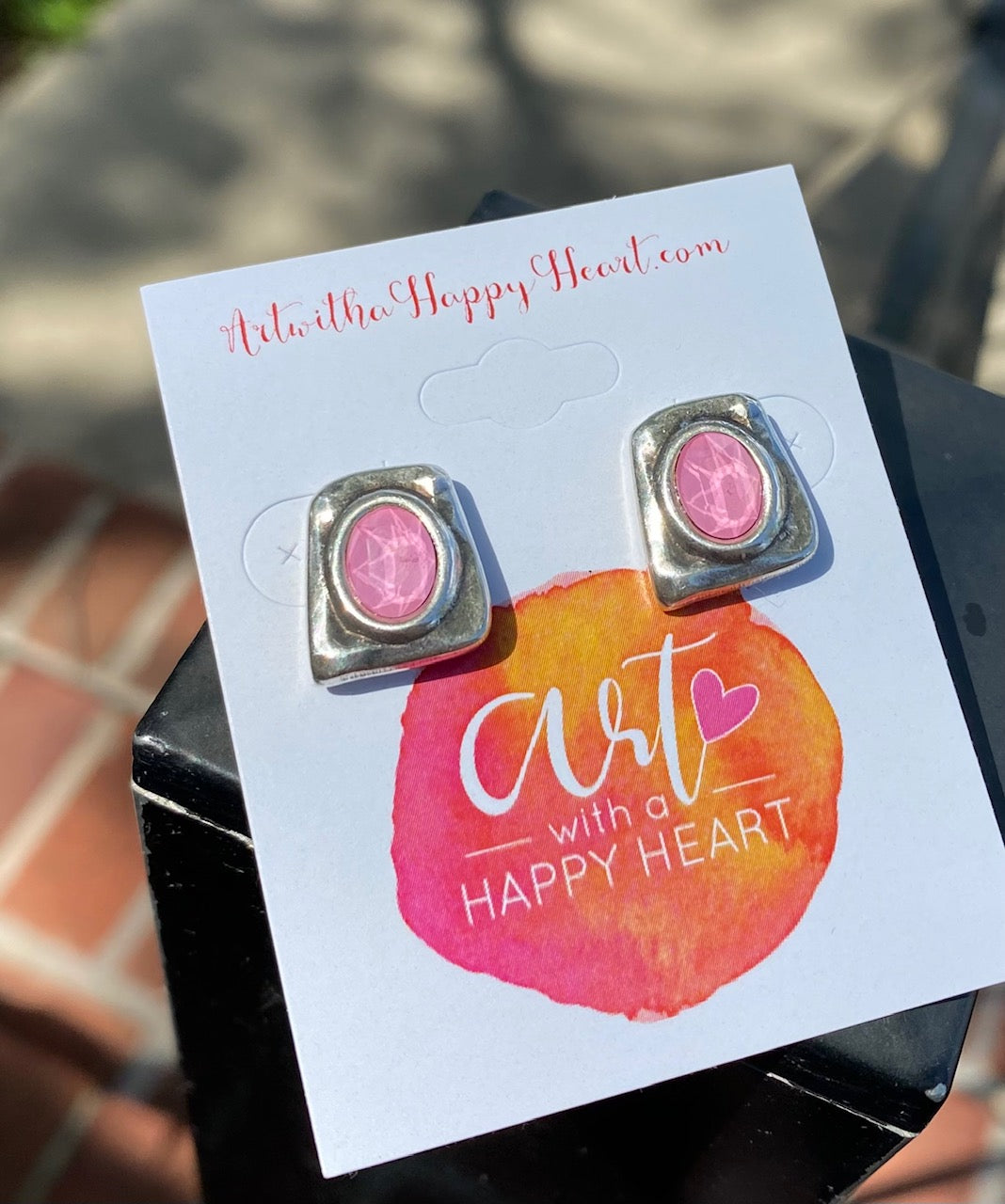 Pink Stud Silver Earrings by Andrea Nieto Jewels
