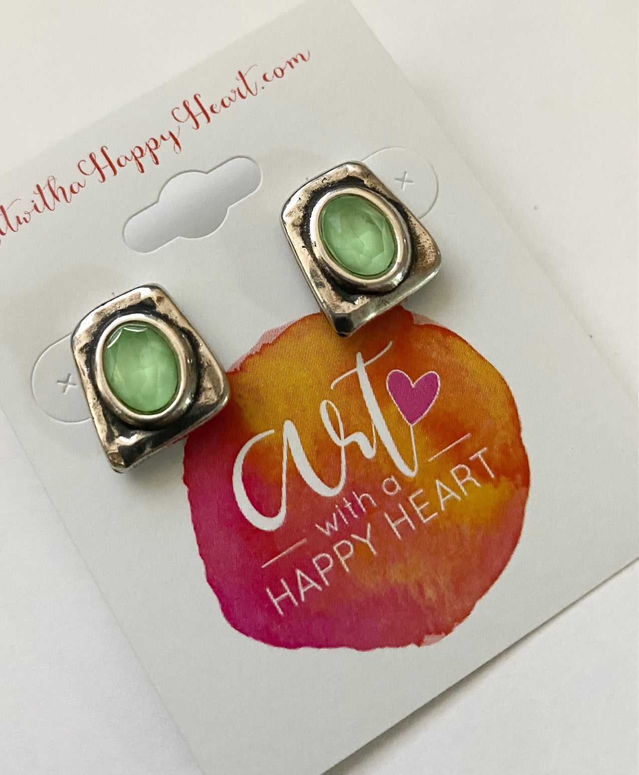 Seafoam Green Stud Silver Earrings by Andrea Nieto Jewels