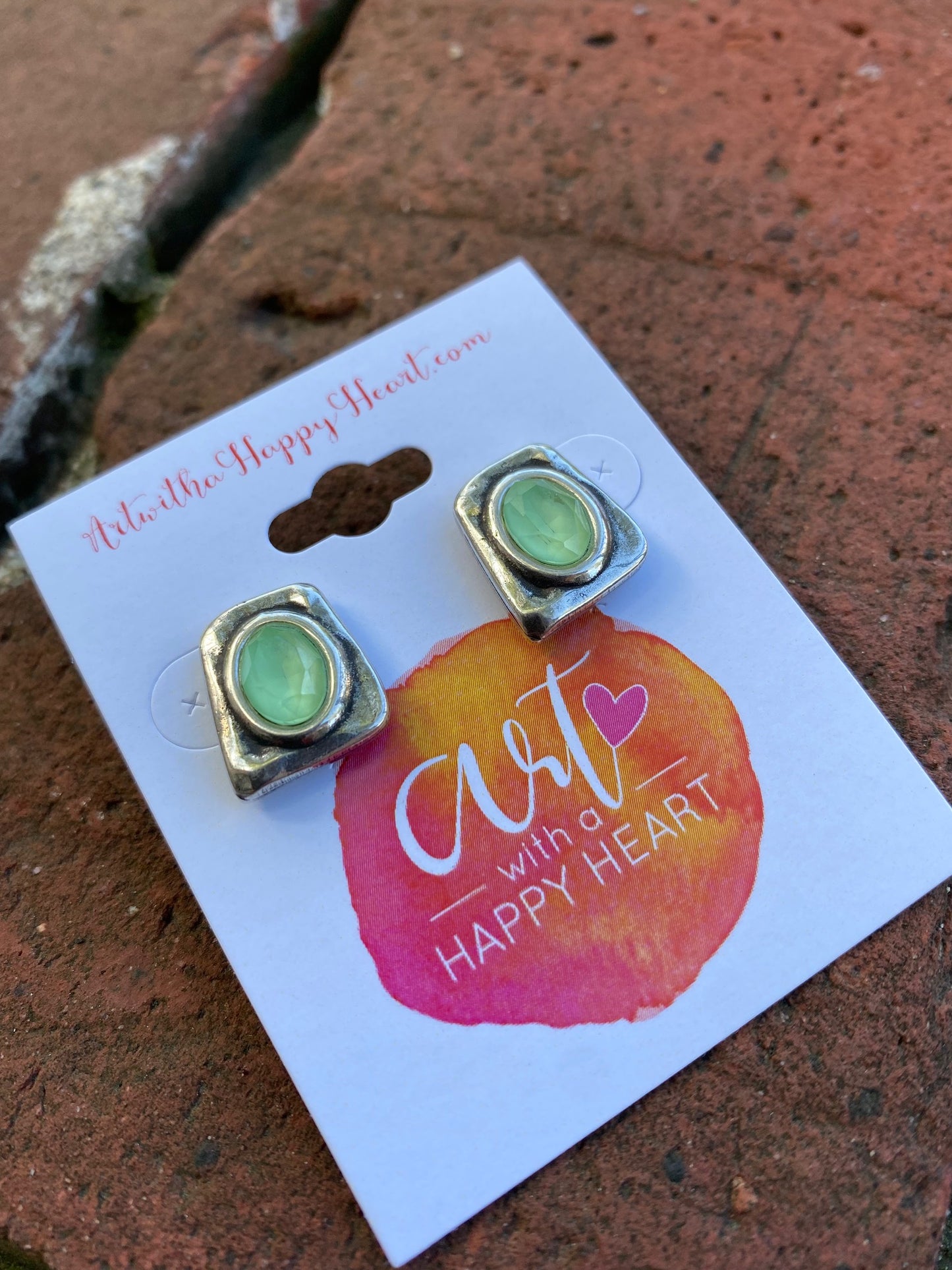 Seafoam Green Stud Silver Earrings by Andrea Nieto Jewels