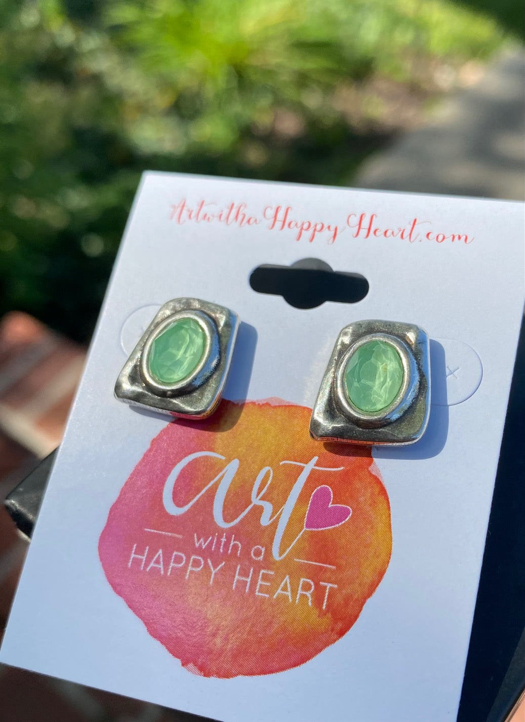 Seafoam Green Stud Silver Earrings by Andrea Nieto Jewels