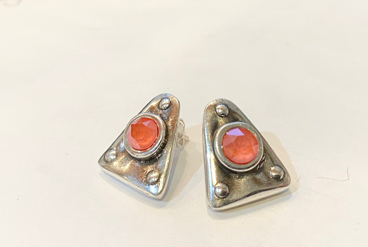 Pink Coral Stud Silver Earrings by Andrea Nieto Jewels