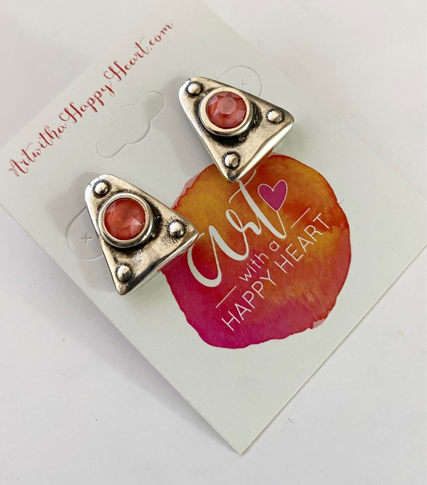 Pink Coral Stud Silver Earrings by Andrea Nieto Jewels