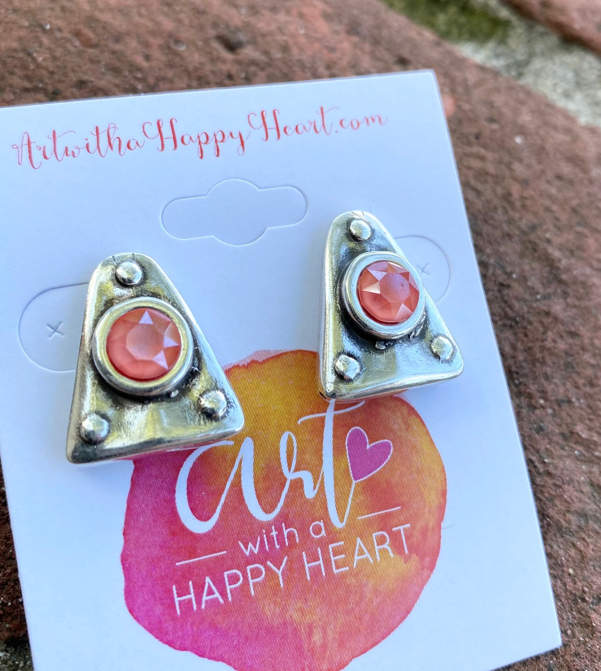 Pink Coral Stud Silver Earrings by Andrea Nieto Jewels