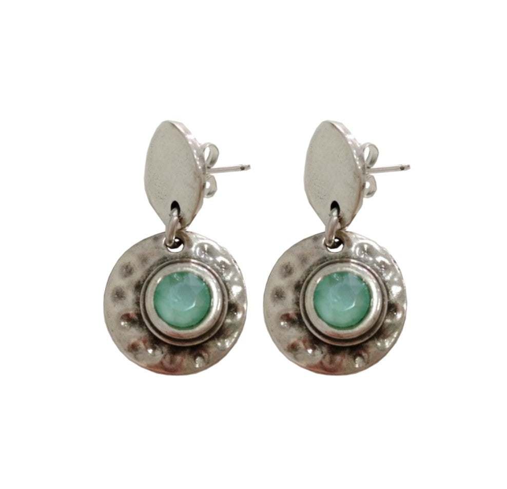 Disc Earrings with Sea Blue Swarovski Crystal by Andrea Nieto Jewels