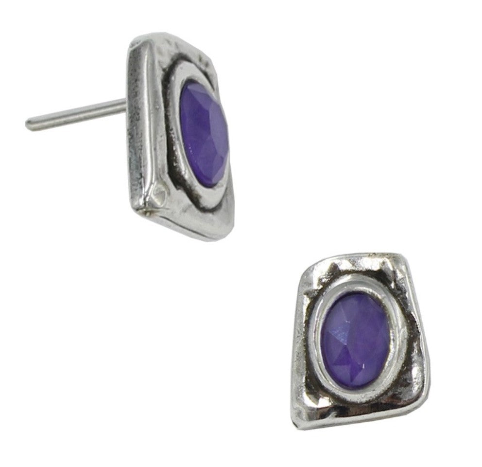 Amethyst Stud Silver Earrings by Andrea Nieto Jewels