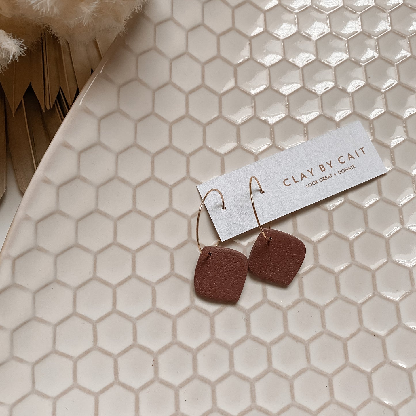 Clay by Cait ~ The Piper Hoop Earring in Animal Print or Wine
