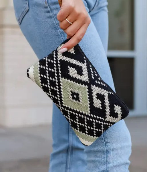 PANACHE Aztec Beaded Wristlet