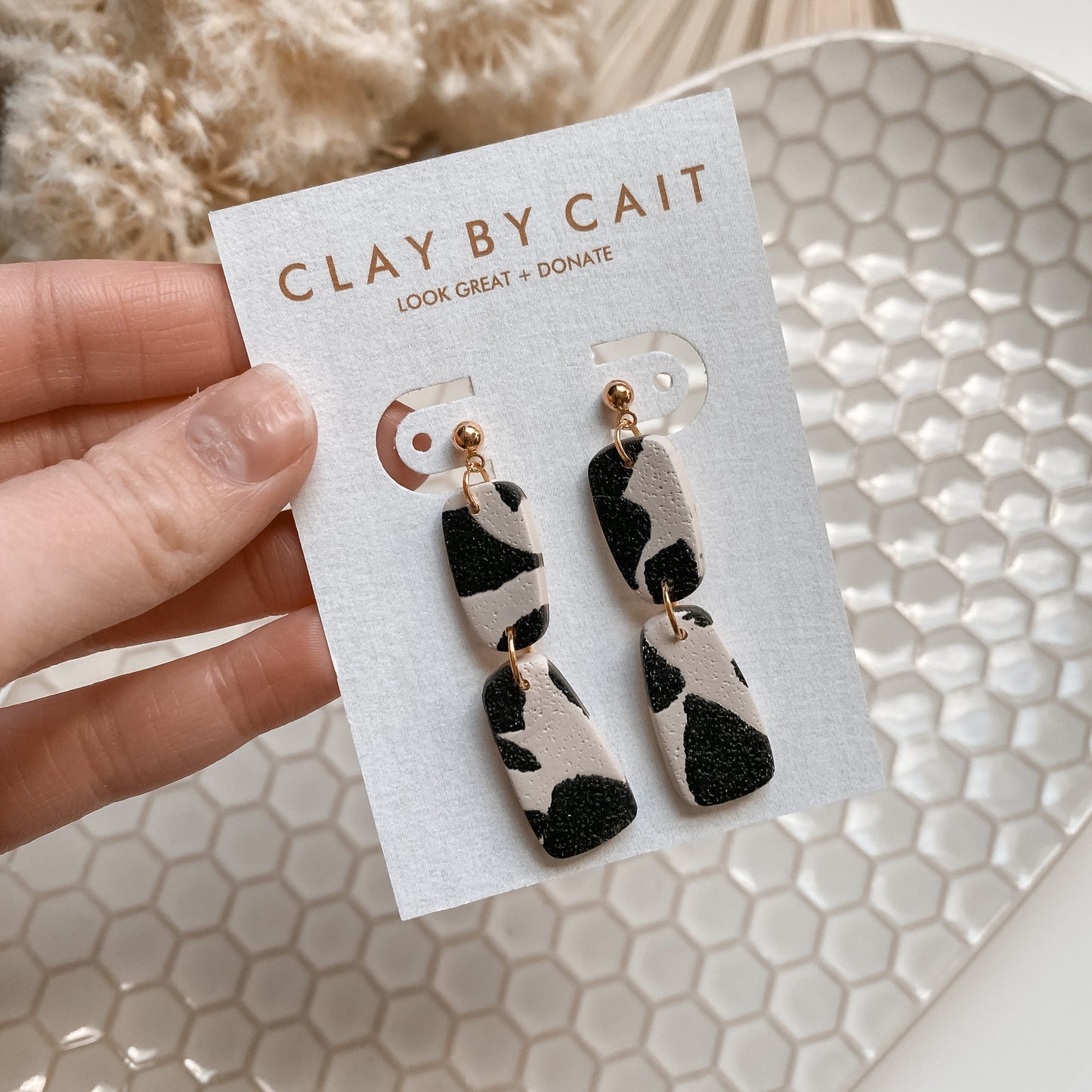 Clay by Cait ~ The Eden Dangle Earring in Dalmation