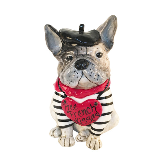 Handmade Free French Kisses Bulldog Treat Jar