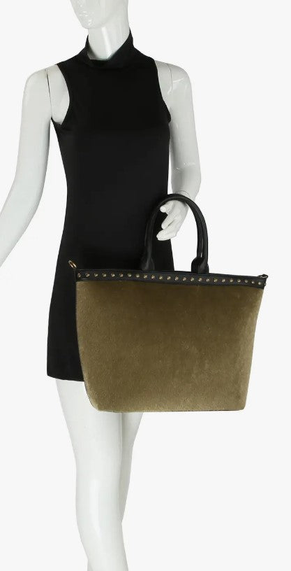 Velvet Large Ladies Tote - Shoulder Bag, 3 color options