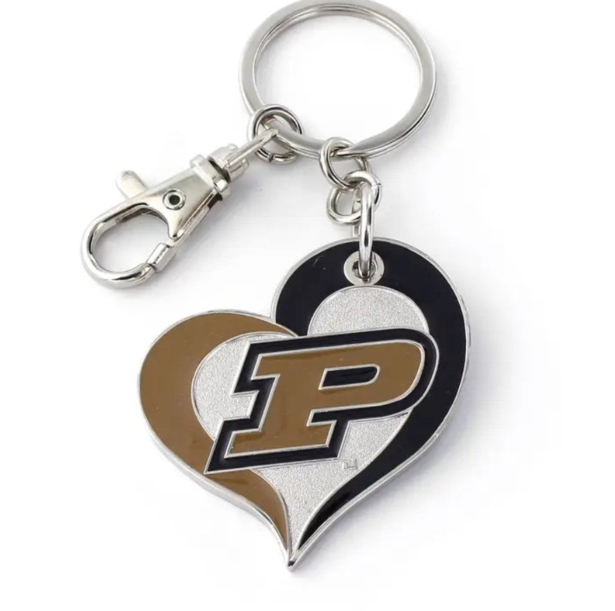 NCAA Purdue Boilermakers Swirl Heart Keychain