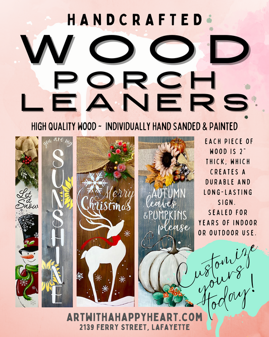 Winter Porch Leaners 48" or 24", High Quality Wood ~ Individually Hand Sanded and Painted