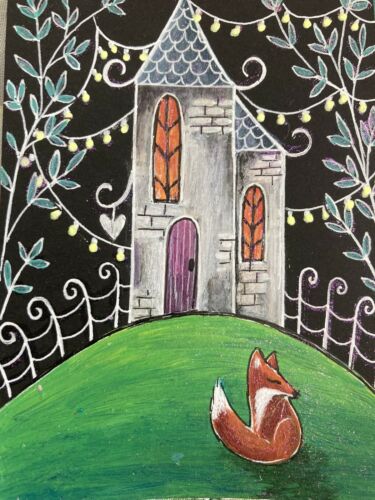 Original Painting "Folk Fox" by Lynne Kohler, Pocket Art