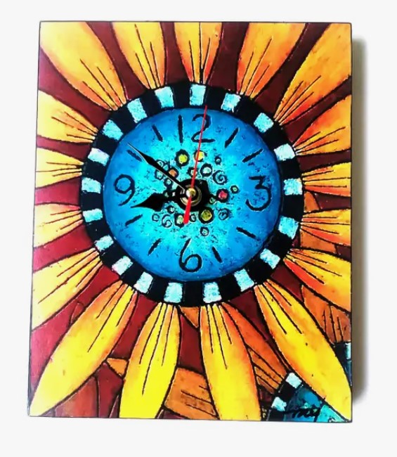 Sunflower Clock - 8”x 10” by MY Art