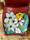 Hand Painted Florals on Brick Red Convertible Backpack