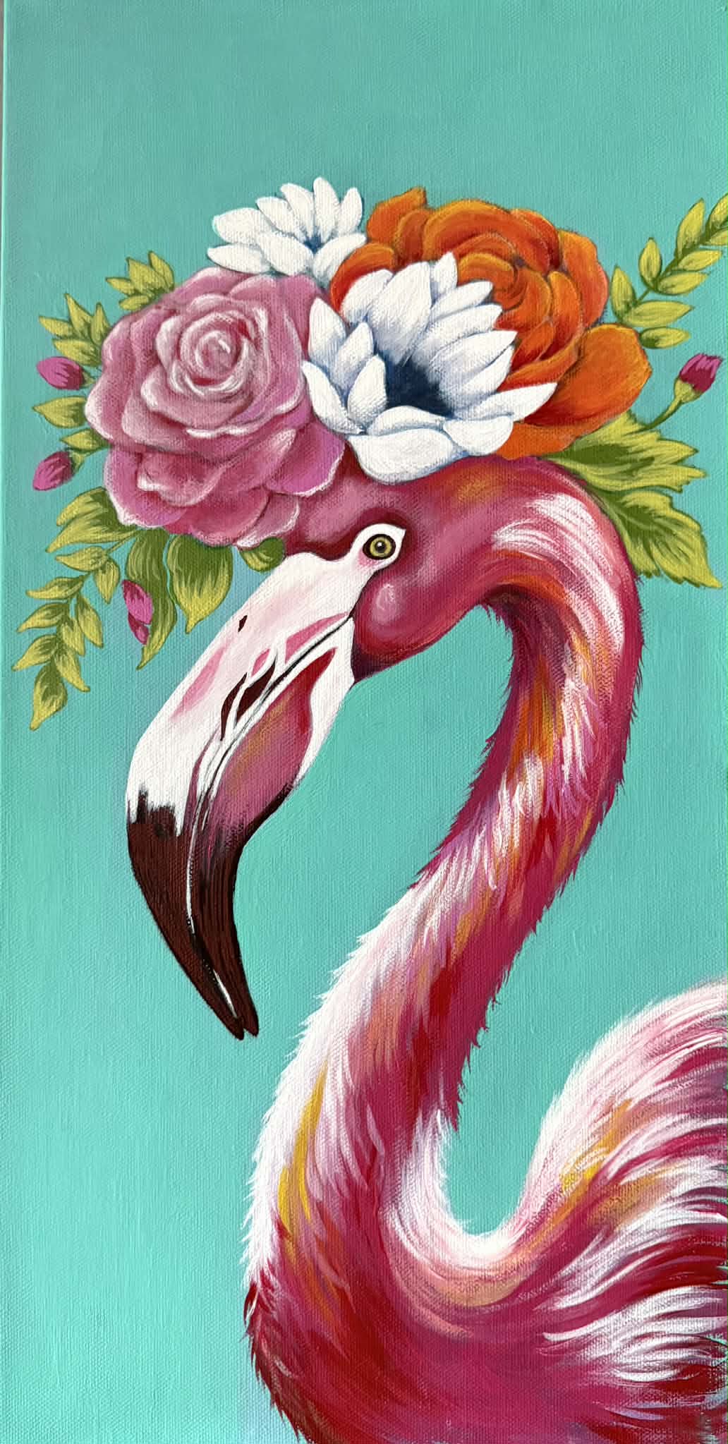 10"x20" Flamingo - Original Acrylic Painting