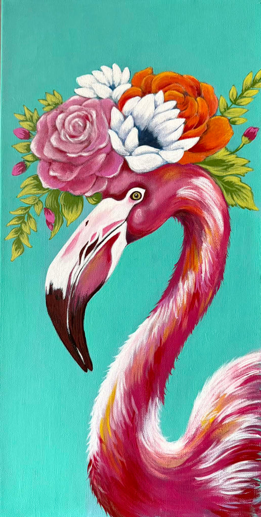 10"x20" Flamingo - Original Acrylic Painting