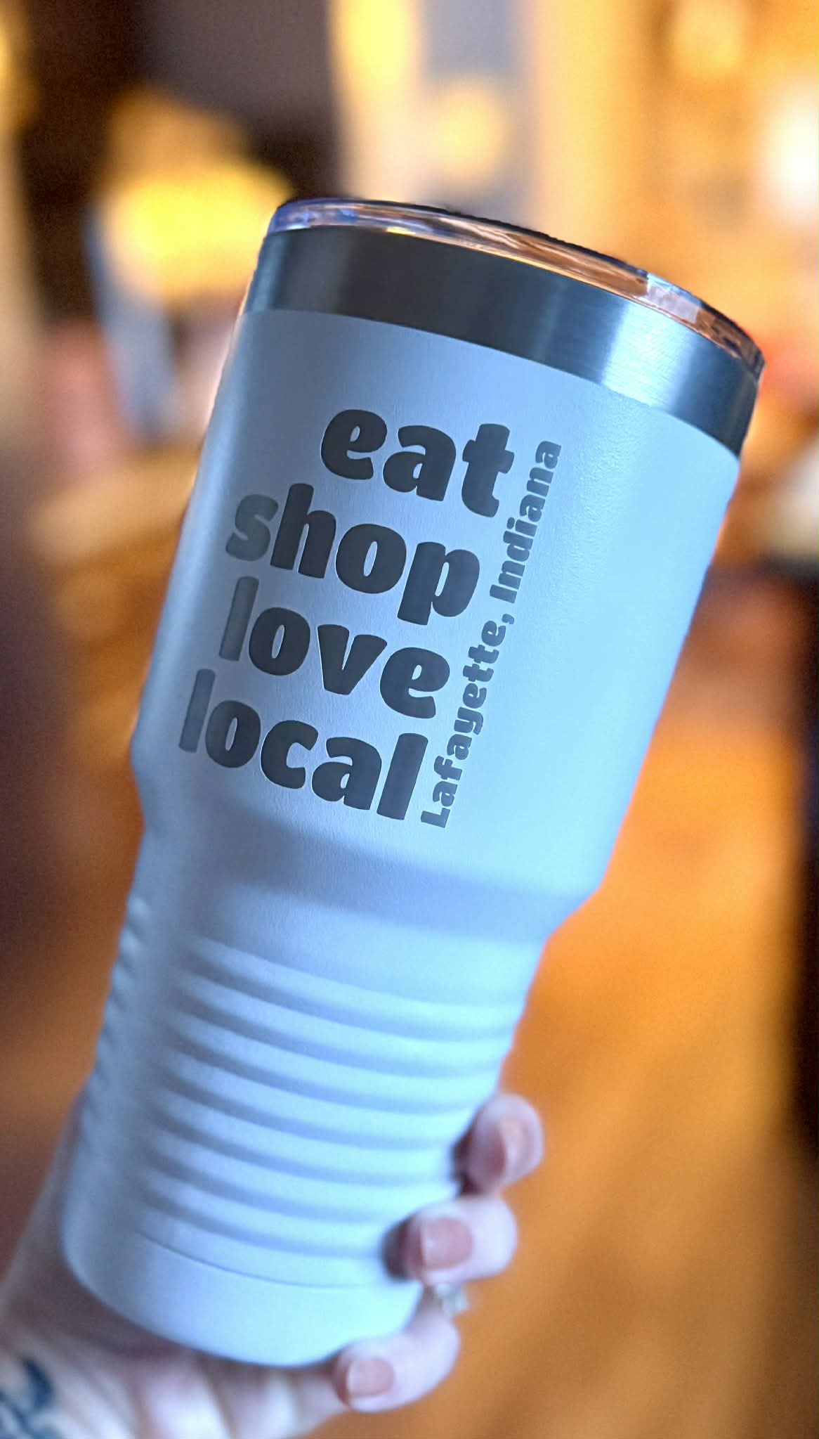 Eat Shop Love Local Stainless Tumbler - Lafayette, Indiana