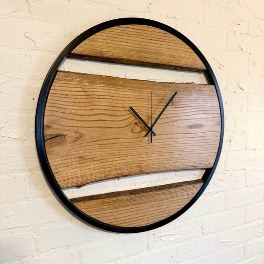 Handcrafted Live Edge Ash Wood Clock