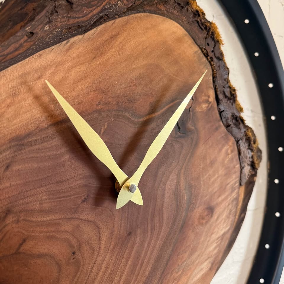 Handcrafted Live Edge Walnut Wood Clock