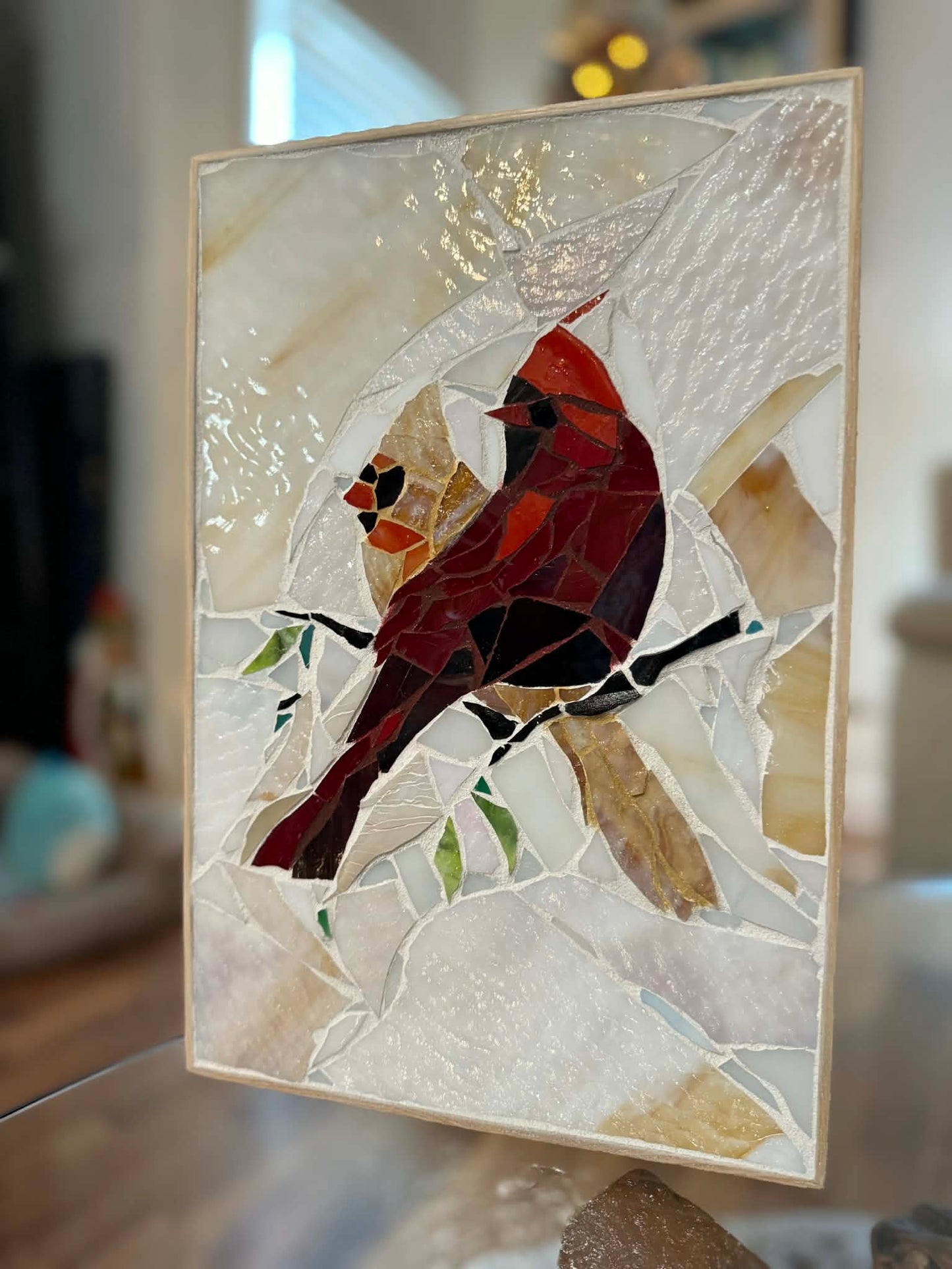 Handcrafted Mosaic "Cardinals"
