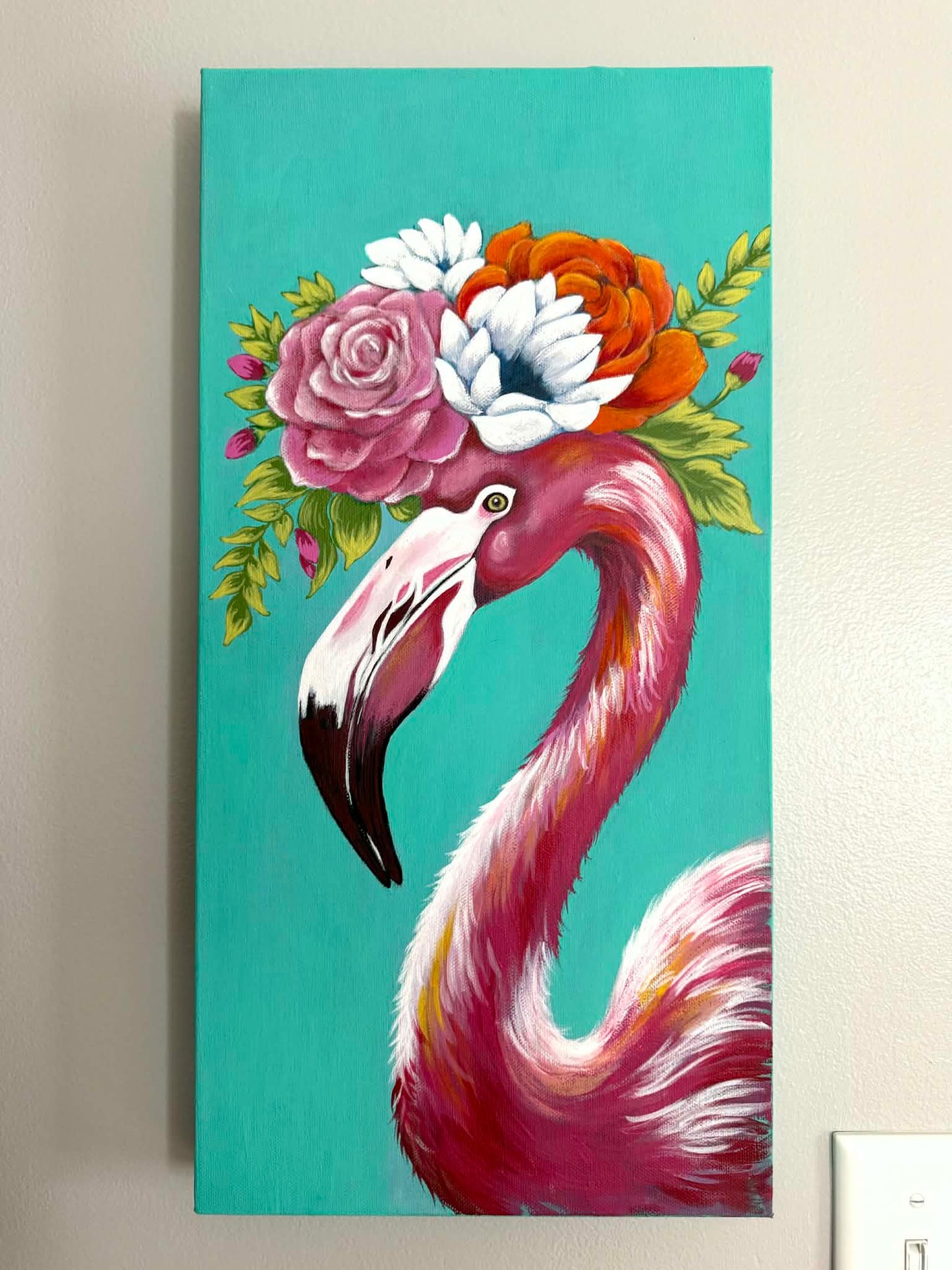 10"x20" Flamingo - Original Acrylic Painting