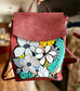 Hand Painted Florals on Brick Red Convertible Backpack