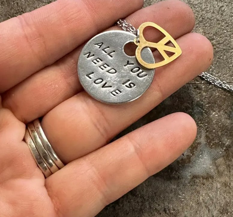 All You Need Is Love - Hand Stamped Necklace