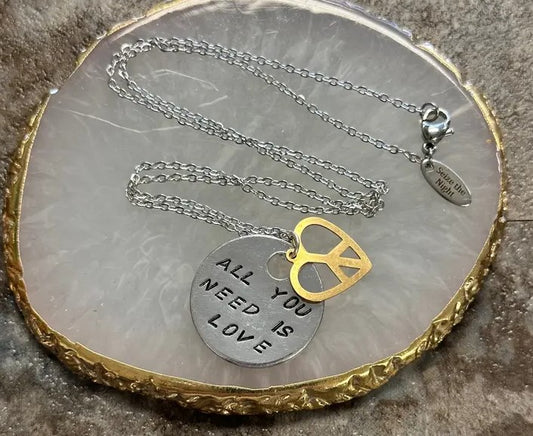 All You Need Is Love - Hand Stamped Necklace