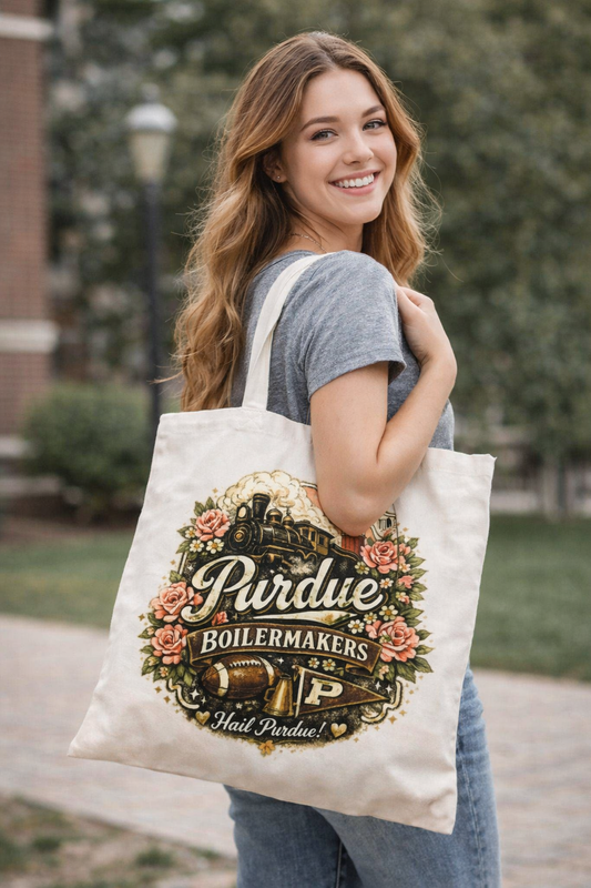 Vintage Inspired Purdue Canvas Tote
